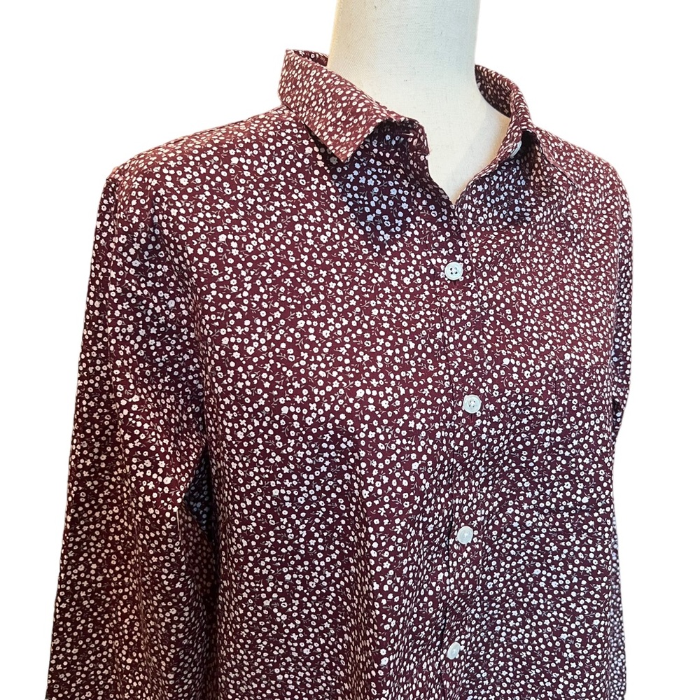 L.L. Bean Floral Oxford Style Top. NWT Size: Large